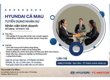 HYUNDAI CÀ MAU TUYỂN DỤNG THÁNG 7/2023