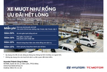 XE MƯỢT NHƯ RỒNG - ƯU ĐÃI HẾT LÒNG TẠI HYUNDAI THÀNH CÔNG CÀ MAU!