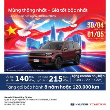 MỪNG ĐẠI LỄ 30/4 – ƯU ĐÃI LỚN NHẤT TRONG NĂM TẠI HYUNDAI THÀNH CÔNG CÀ MAU