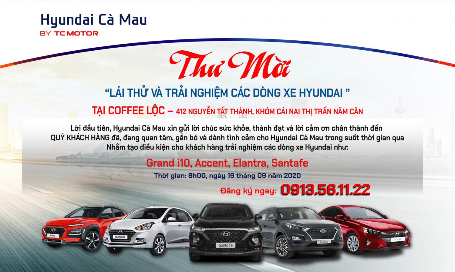 Chương trình Lái thử Hyundai tại quán Coffee Lộc Khóm Cái Nai, TT Năm Căn