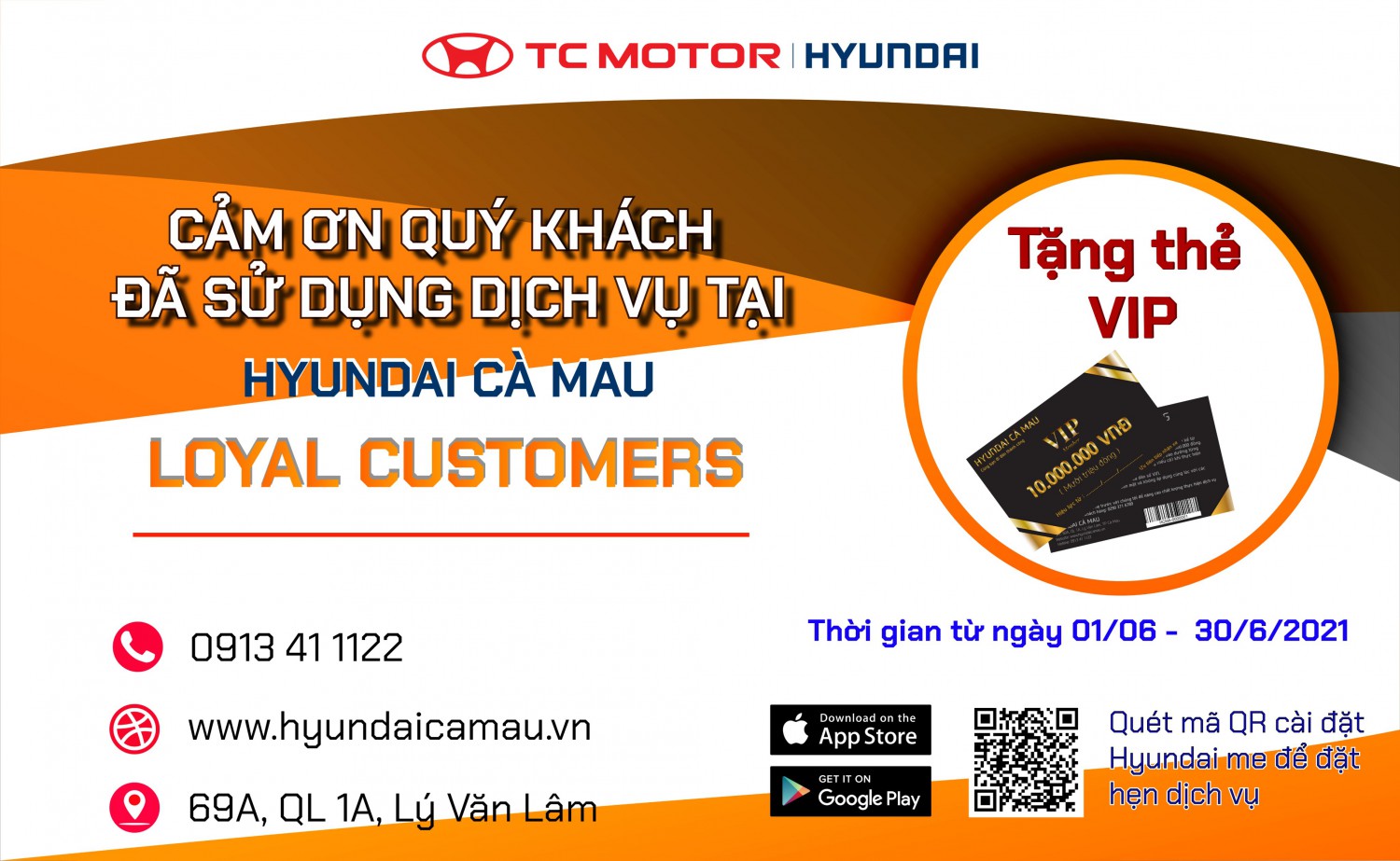 Hyundai Cà Mau - Khuyến mãi dịch vụ tháng 6