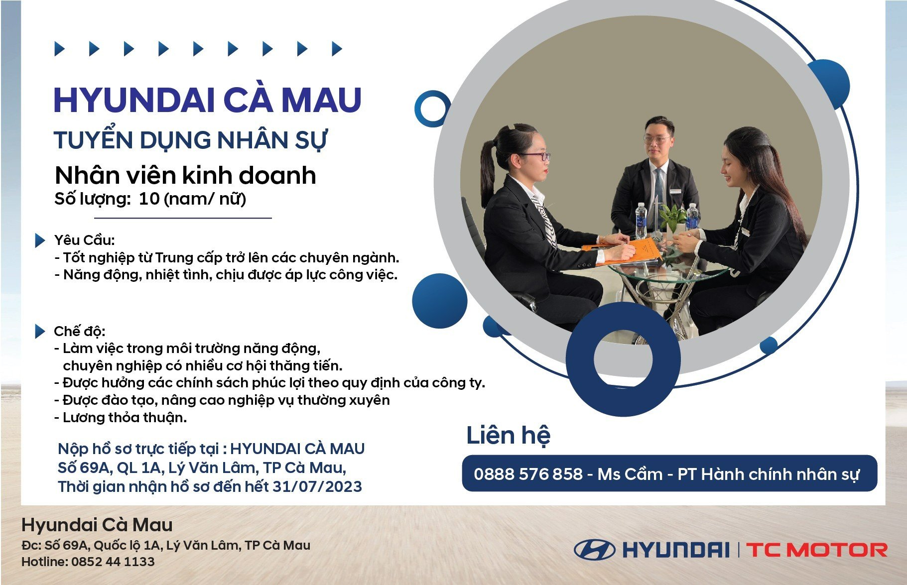 HYUNDAI CÀ MAU TUYỂN DỤNG THÁNG 7/2023