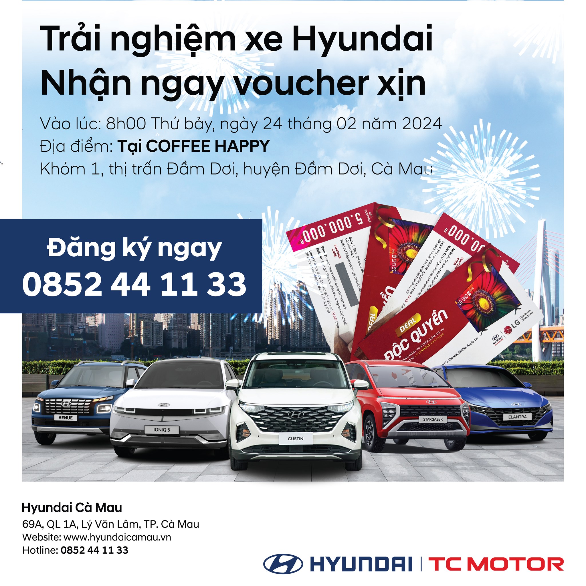 💥NHẬN NGAY VOUCHER 5.000.000Đ KHI THAM GIA CHƯƠNG TRÌNH💥 "TRẢI NGHIỆM XE HYUNDAI - NHẬN VOUCHER XỊN" CÙNG HYUNDAI CÀ MAU