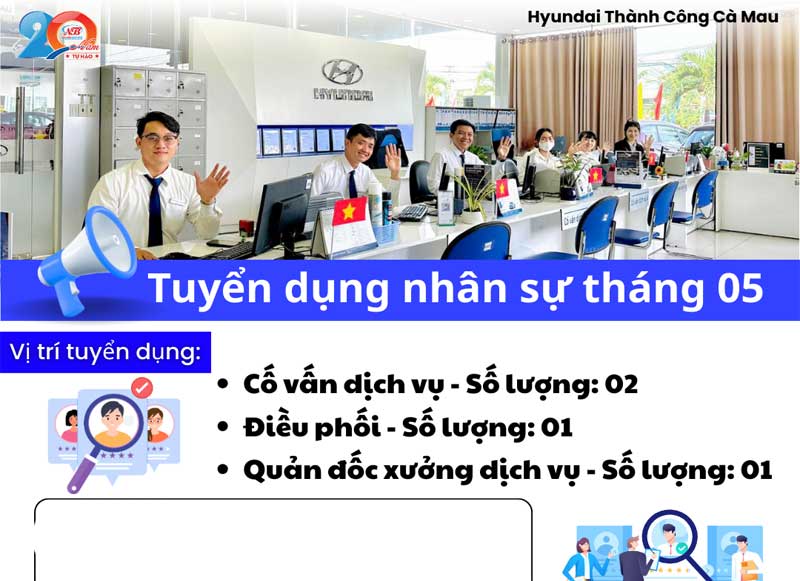 [TUYỂN DỤNG THÁNG 05/2025] HYUNDAI THÀNH CÔNG CÀ MAU – CƠ HỘI VIỆC LÀM ĐỘT PHÁ THU NHẬP!