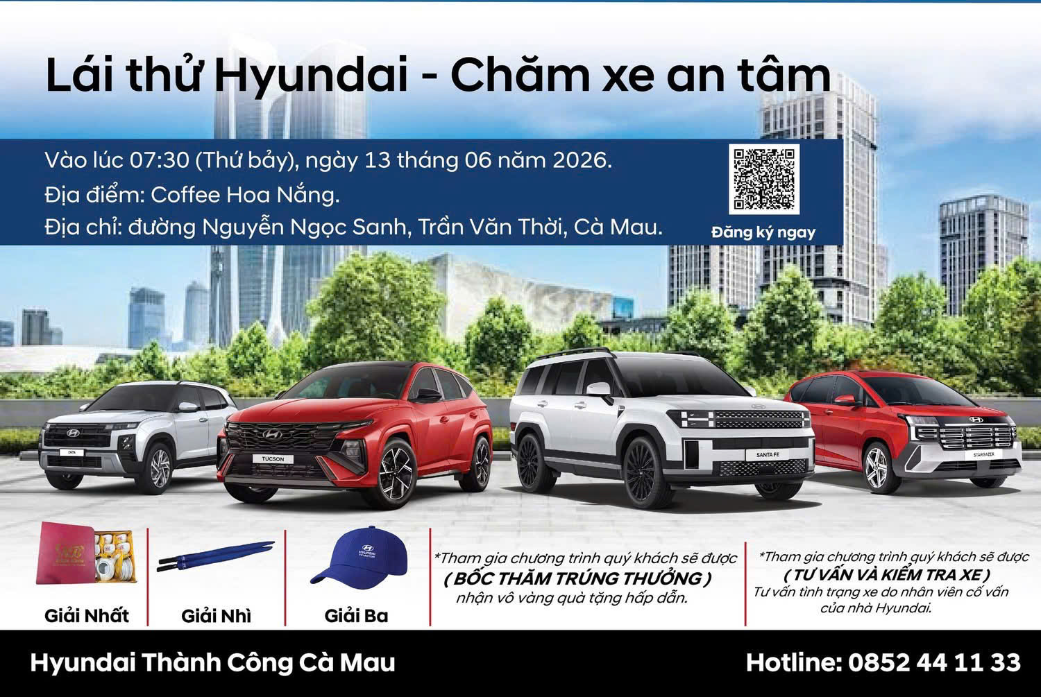 HYUNDAI THÀNH CÔNG CÀ MAU TỔ CHỨC SỰ KIỆN “LÁI THỬ HYUNDAI – CHĂM XE AN TÂM”