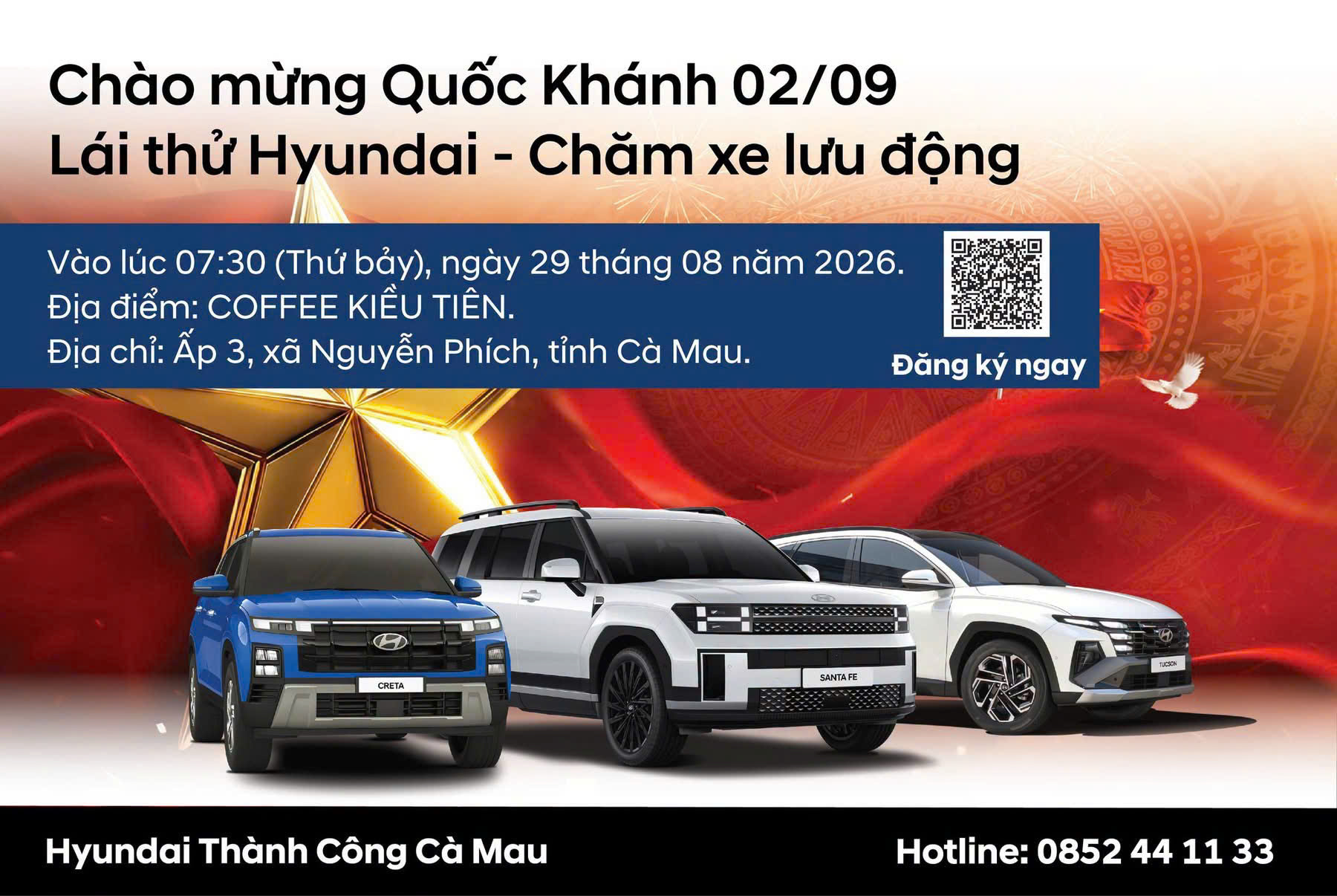 CHÀO MỪNG QUỐC KHÁNH 02/09 – LÁI THỬ HYUNDAI, CHĂM XE LƯU ĐỘNG